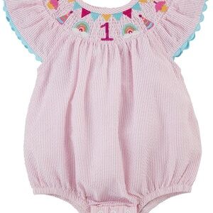Mud Pie baby-girls Smocked 1st Birthday Bubble, 12-18 months